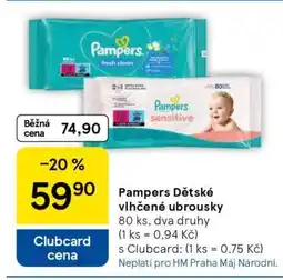 Tesco Pampers Dětské vlhčené ubrousky nabídka