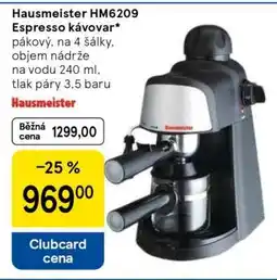 Tesco Hausmeister HM6209 Espresso kávovar nabídka