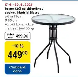 Tesco Tesco Stůl se skleněnou deskou Madrid Bistro nabídka