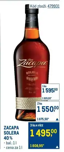 Makro ZACAPA SOLERA 40 % nabídka