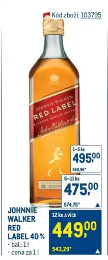 Makro Johnnie Walker Red Label 40 % nabídka
