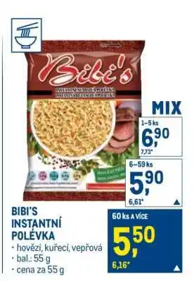 Makro Bibi's instantní polévka nabídka