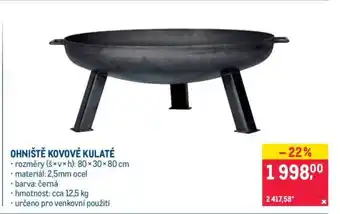 OHNIŠTĚ KOVOVÉ KULATÉ