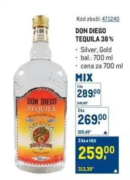 Makro DON DIEGO TEQUILA 38 % nabídka
