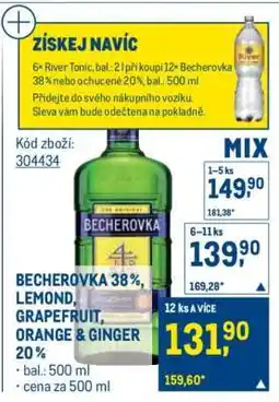Makro BECHEROVKA 38%, LEMOND, GRAPEFRUIT, ORANGE & GINGER 20% nabídka