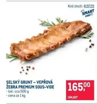 Makro Şelský grunt - vepřová žebra premium sous-vide nabídka