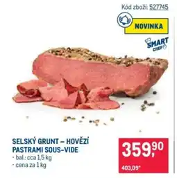 Makro Selský grunt - hovězí pastrami sous-vide nabídka