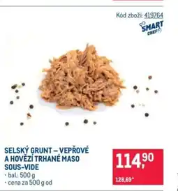 Makro Selský grunt - vepřové a hovězí trhané maso sous-vide nabídka
