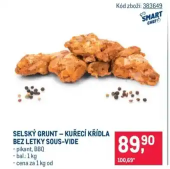 Makro Selský grunt - kuřecí křídla bez letky sous-vide nabídka