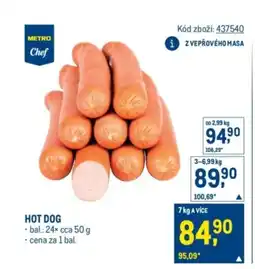 Makro Hot dog nabídka