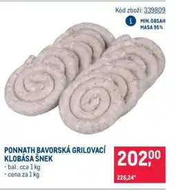 Makro Ponnath bavorská grilovací klobása šnek nabídka