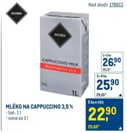 Makro Mléko na cappuccino 3,5% nabídka