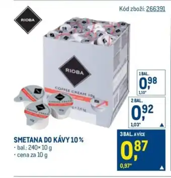 RIOBA Smetana do kávy 10%