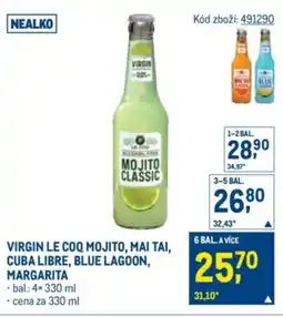 Makro Virgin Le Coq Mojito, Mai Tai, Cuba libre, Blue lagoon, Margarita nabídka