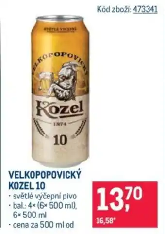 Makro Velkopopovický Kozel 10 nabídka