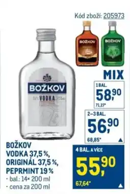 Makro Božkov Vodka 37,5%, Originál 37,5%, Peprmint 19% nabídka