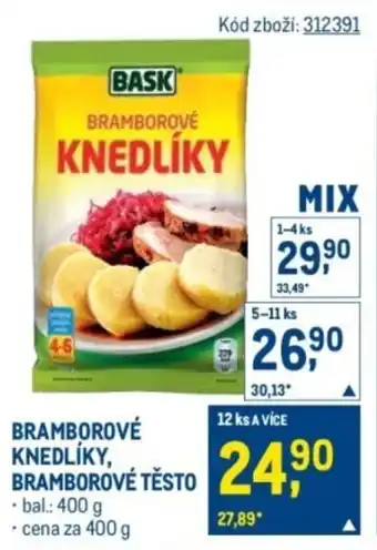 Makro Bramborové knedlíky, Bramborové těsto nabídka