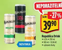 Albert Republica Drink nabídka