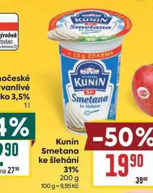 Billa Kunín Smetana ke šlehání 31% nabídka