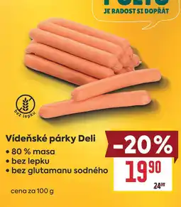 Billa Vídeňské párky Deli nabídka