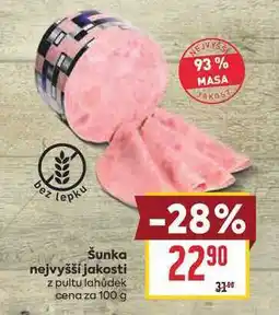 Billa Šunka nejvyšší jakosti z pultu lahůdek cena za nabídka
