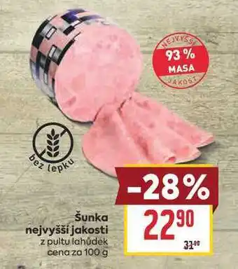 Billa Šunka nejvyšší jakosti z pultu lahůdek cena za nabídka