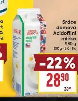 Billa Srdce domova Acidofilní mléko nabídka