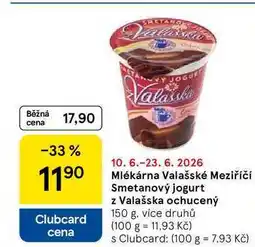 Tesco Mlékárna Valašské Meziříčí Smetanový jogurt z Valašska ochucený, 150 g, více druhů nabídka