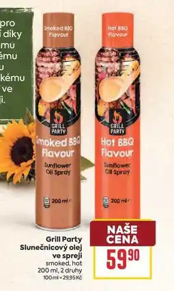 Billa Grill Party Slunečnicový olej ve spreji smoked, hot nabídka