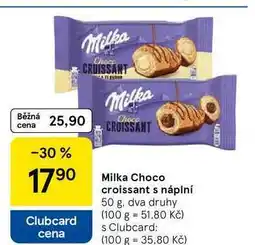 Tesco Milka Choco croissant s náplní, 50 g, dva druhy nabídka
