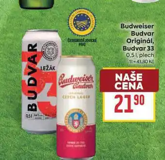 Billa Budweiser Budvar Originál, Budvar 33 0,51, plech nabídka