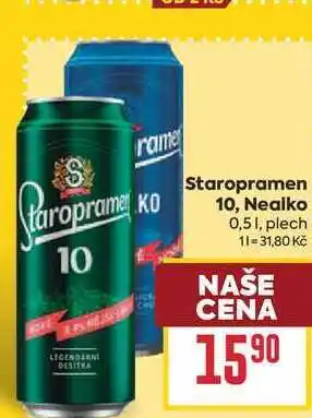 Billa Staropramen Nealko 0,51, plech nabídka