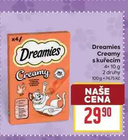 Billa Dreamies Creamy s kuřecím 4× nabídka