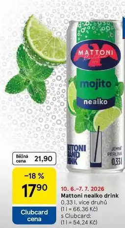 Tesco Mattoni nealko drink, 0.33 I, více druhů nabídka