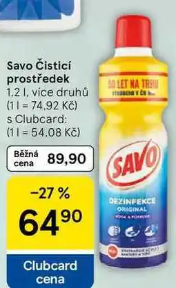Tesco Savo Čisticí prostředek, 1.2 I, více druhů nabídka