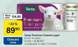 Tesco Tento Premium Toaletní papír, 8 rolí, 4 vrstvy nabídka