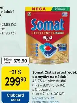 Tesco Somat Čisticí prostředek do myčky na nádobí, 42-75 ks, více druhů nabídka