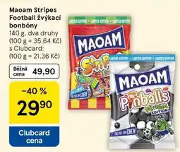 Tesco Maoam Stripes Football žvýkací bonbóny, 140 g, dva druhy nabídka