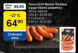 Tesco Tesco Grill Master Klobása s papričkami jalapeños, 350 g, balená nabídka