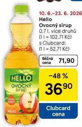 Tesco Hello Ovocný sirup, 0,7 l, více druhů nabídka