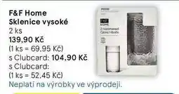 Tesco F&F Home Sklenice vysoké, 2 ks nabídka