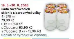 Tesco Sada zavařovacích sklenic s barevnými víčky, 4× nabídka