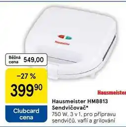 Tesco Hausmeister HM8813 Sendvičovač, 750 W. 3 v 1. pro přípravu sendvičů, vaflí a grilování nabídka