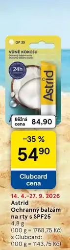 Tesco Astrid Ochranný balzám na rty s SPF25 nabídka