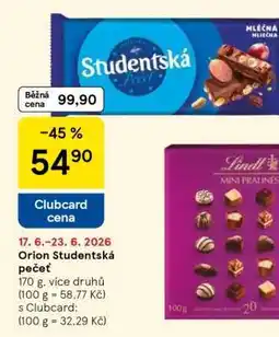 Tesco Orion Studentská pečeť nabídka