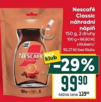 Billa Nescafé Classic náhradní náplň nabídka