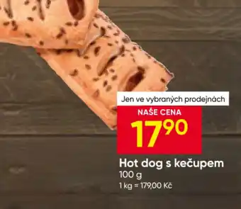 Hruška Hot dog s kečupem nabídka