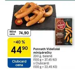 Tesco Ponnath Vídeňské minipárečky, 200 g, balené nabídka