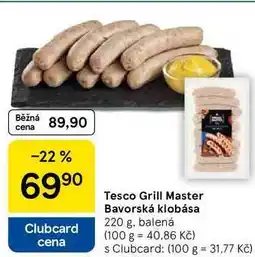 Tesco Tesco Grill Master Bavorská klobása, 220 g, balená nabídka