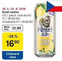 Tesco Kozel nealko, 0.5 l, plech, více druhů nabídka
